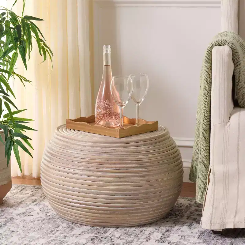 Hilario Round Accent Table - ACC6511 - Grey White Wash - Safavieh