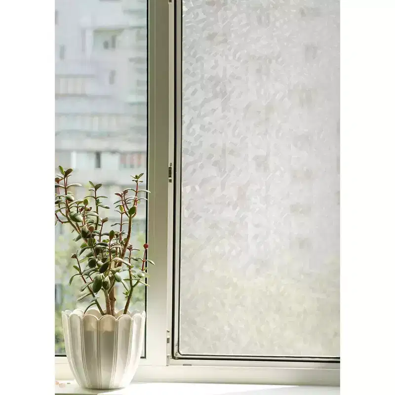 Set of 2 (27"x158") Fablon Mikado Window Film Set White: Privacy Film for Glass, Abstract Shapes, Vinyl Material