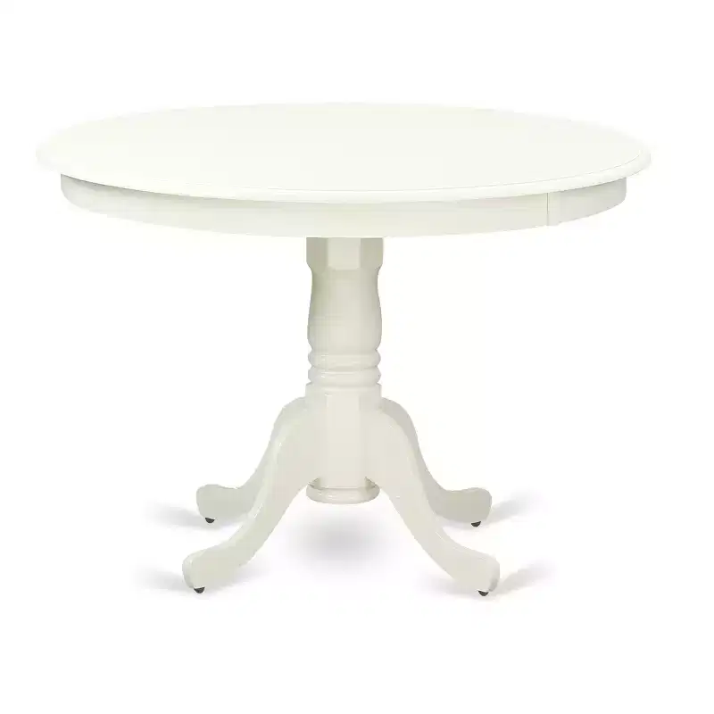 HomeStock Belmont 5-Piece small dining table set- 4 parsons dining room chairs and Round kitchen dining table, Linen White Finish