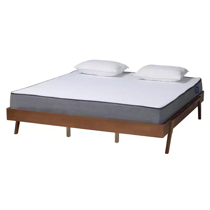 Baxton Studio Sarita Mid-Century Modern Walnut Wood Bed Frame