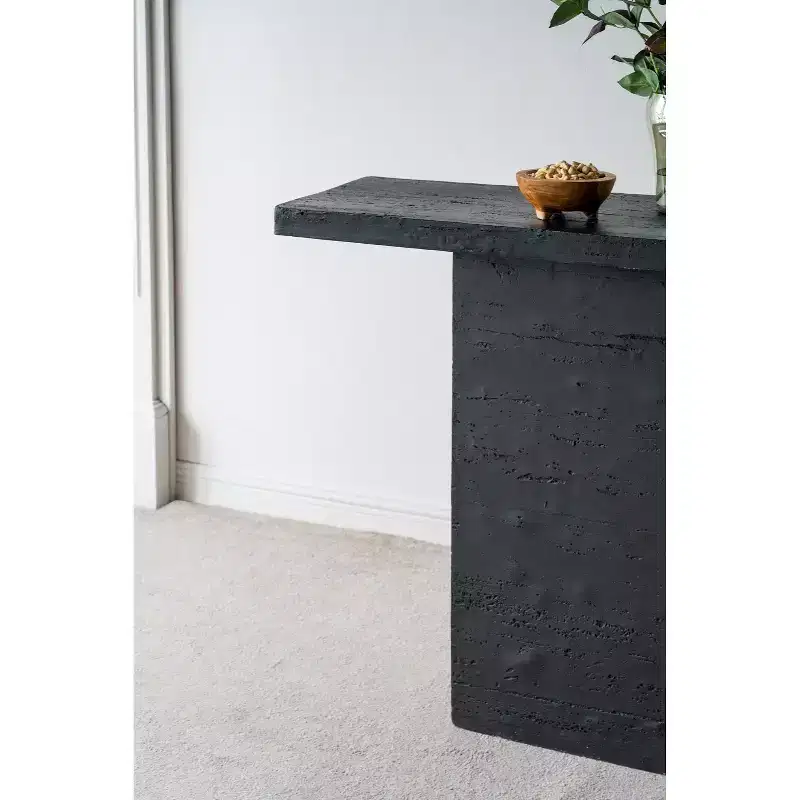 Black Rectangular Coffee Table with Pedestal Base 35.5x14x35.5