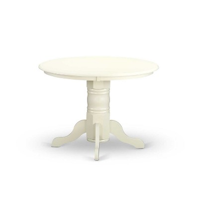 HomeStock 5-Piece Round Linen White Finish Solid Wood Top Dining Table with 4-Parson Chair