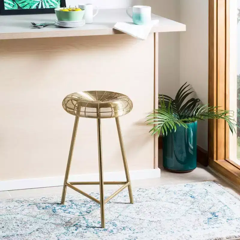 Addison Wire Weaved Contemporary Counter Stool - FOX4517 - Gold - Safavieh Couture