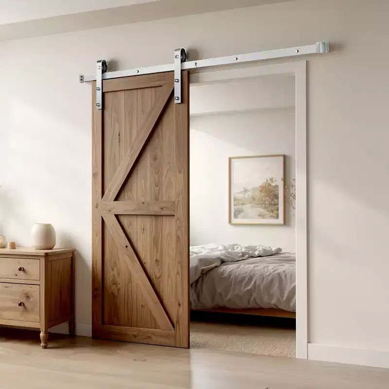 VEVOR 6FT Sliding Barn Door Hardware Kit, 330 LBS Weight Capacity, Compatible with 36 Inches Max Width & 1-3/8 to 1-3/4 In Sliding Barn Door, Silver