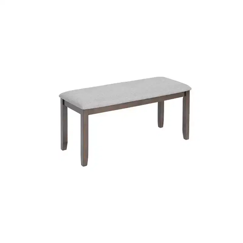 Homy Casa 6-Piece Wooden Dining Table Set with 4 Upholstered Chairs and Bench, Kitchen & Dining Room Furniture, Grey