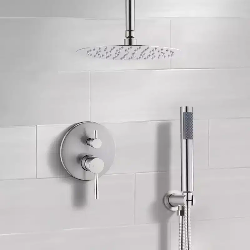 PROOX 2-Handle 2-Spray Round High Pressure Shower Faucet with 10 in. Ceiling Shower Faucet Set