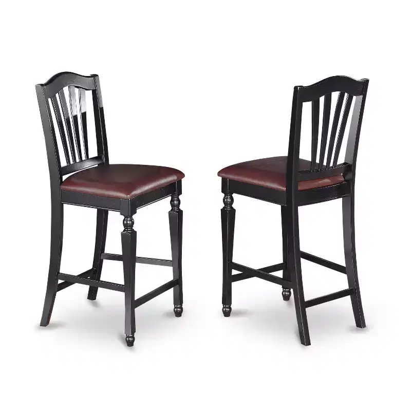 HomeStock 3-Piece Black Finish Solid Wood Top Counter Height Dining Table Set