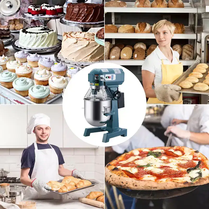 Commercial Stand Mixer  Silver Heavy Duty Electric Dough Mixer with 3 Speeds for Bakery & Pizzeria