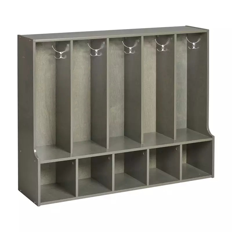 ECR4Kids Streamline 5-Section Toddler Coat Locker with Bench, Classroom Furniture