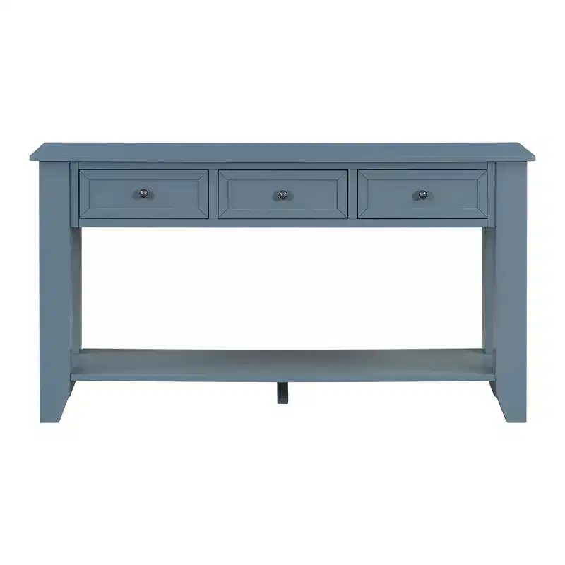 Console Table with Three Drawers and Shelf Storage Sideboard, Blue