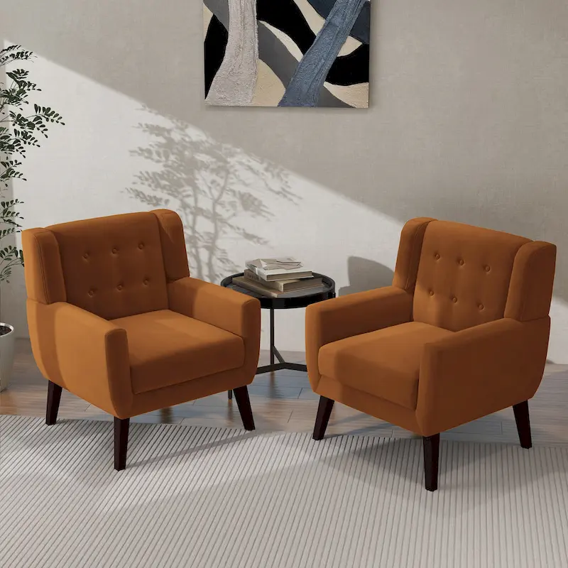 2 Set Modern Accent Chair Velvet Armchair