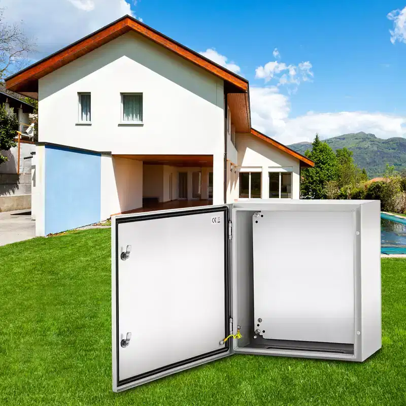 VEVOR NEMA Metal Case, 24x24x12'' NEMA 4X Metal Electric Enclosure, IP66 Water & Dust Resistant, Includes Mounting Plate, Gray-white