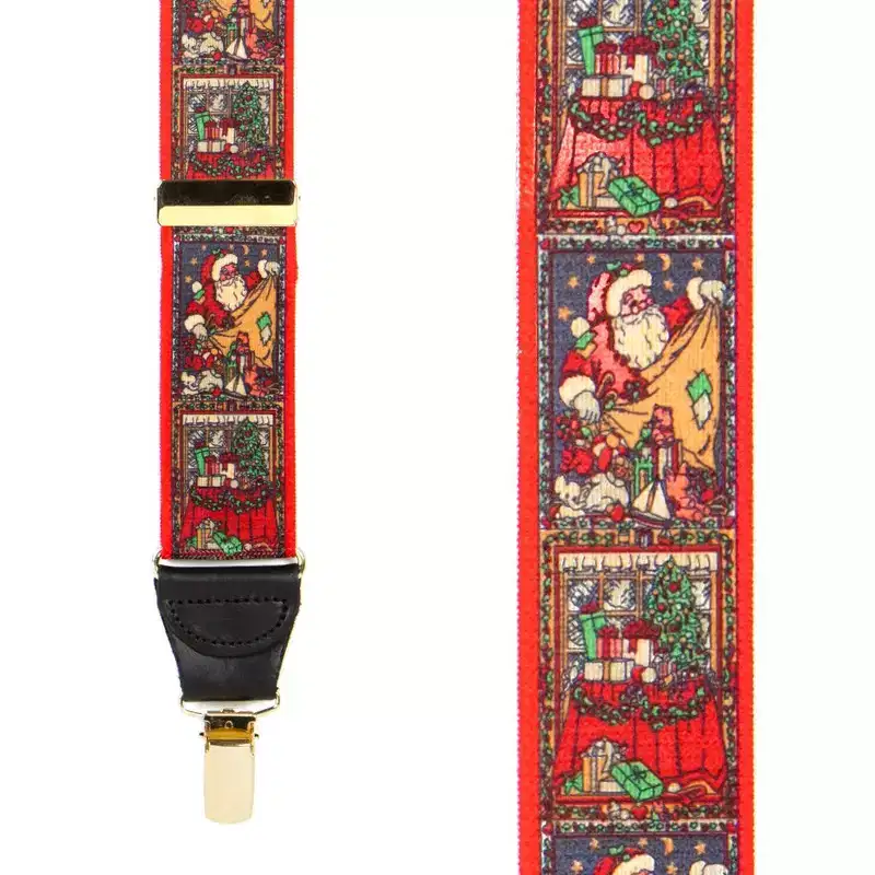 Suspender Store Mens 1.5 Kris Kringle Christmas Clip Suspenders