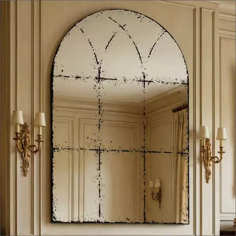 Vintage Industrial Wall Mirror with High-Definition Glass