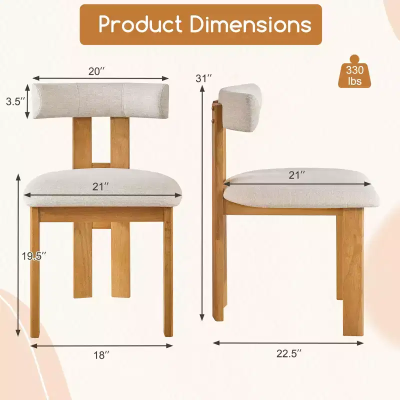 Costway Dining Chair Set of 4 Upholstered Kitchen Chair w/ Padded Seat & Curved Backrest