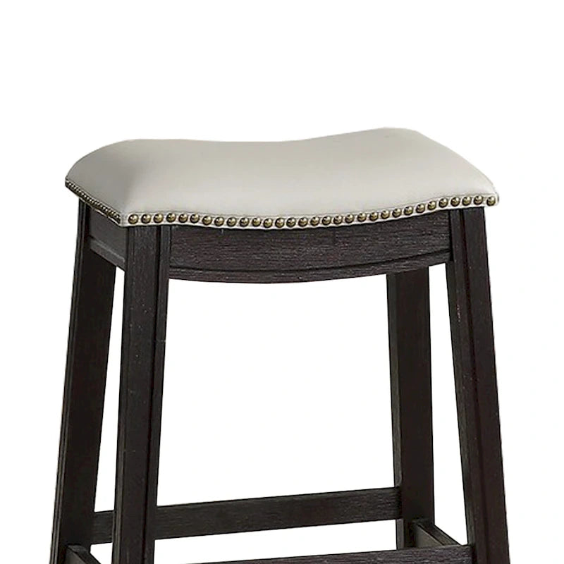 Counter Stools with Nailhead Trim, Set of 2, Gray Leatherette