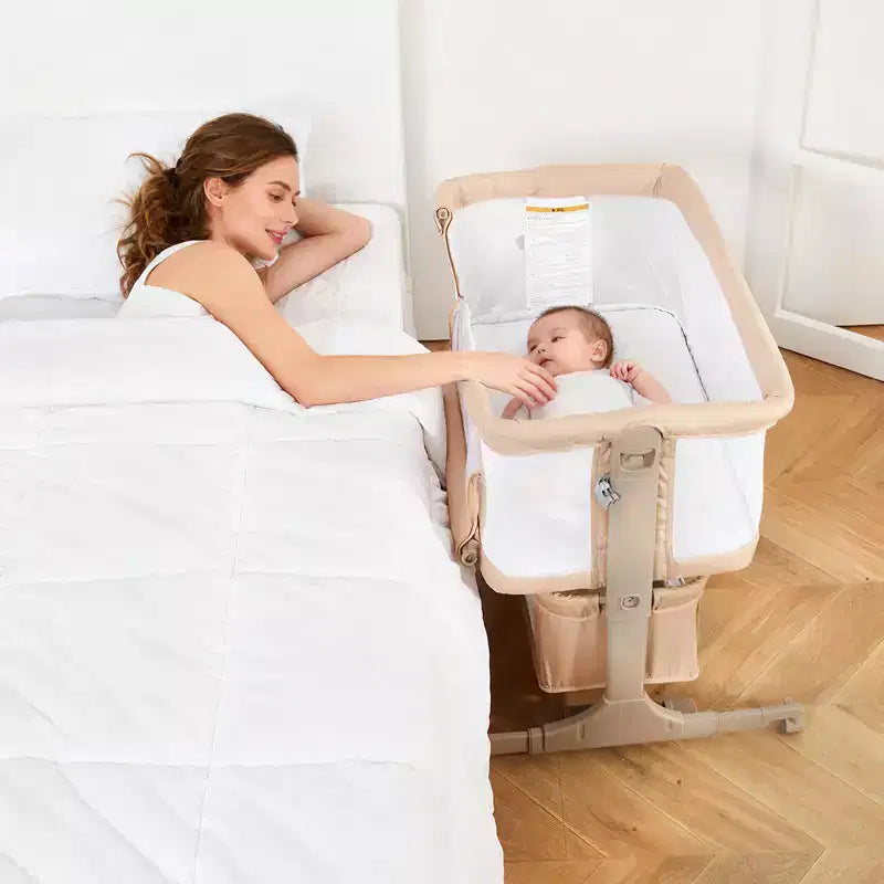 Bedside Bassinet Baby Bassinet, 3 in 1 Bedside Sleeper with Baby Co-Sleeper Travel Crib with Detachable Mosquito Net & Storage Basket