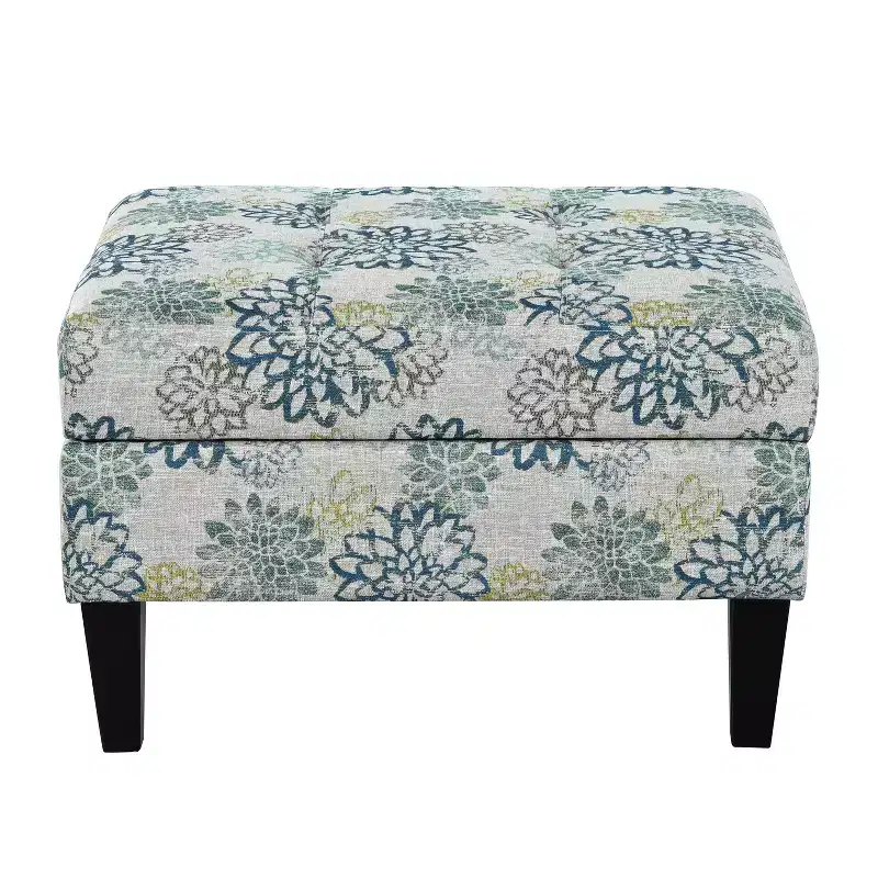 Christopher Knight Home Karaugh Contemporary Floral Pattern Storage Ottoman with Birch Legs
