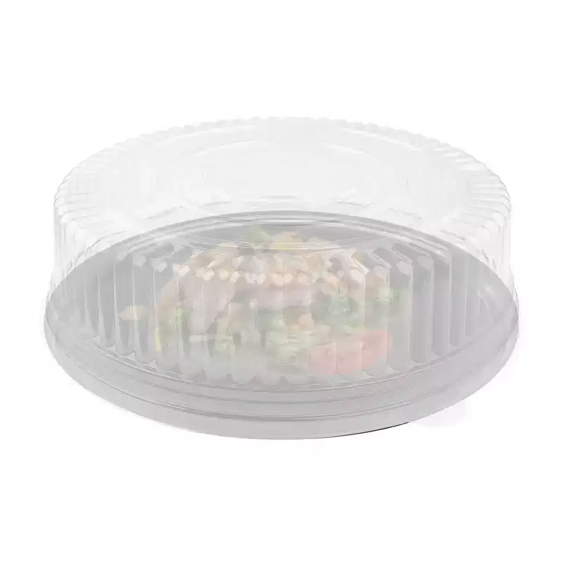 Smarty Had A Party 12 Black Round Plastic Trays w/ Lids - 25 Sets
