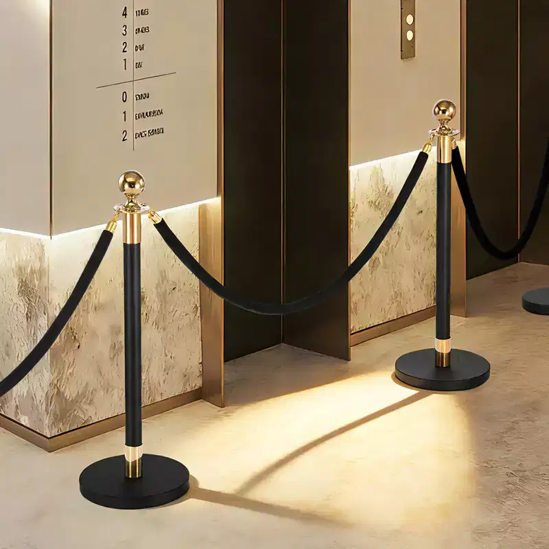 VEVOR Stanchion Post, 8 Pcs Crowd Control Barrier Set with 6 Black Velvet Ropes,Heavy Duty Stainless Steel Stanchion Post Queue with Hollow Base,Black