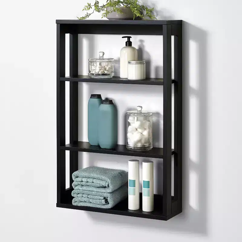 4-Tier Wall-Mounted Engineered Wood Storage Shelf Matte Black - Zenna Home