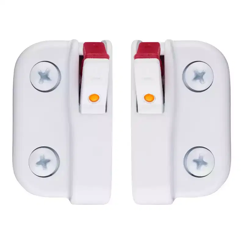 Brixwell Plastic Window Opening Control Device Single Action Set, Includes Left And Right Units, 1-11/16 Height, Blue White Finish