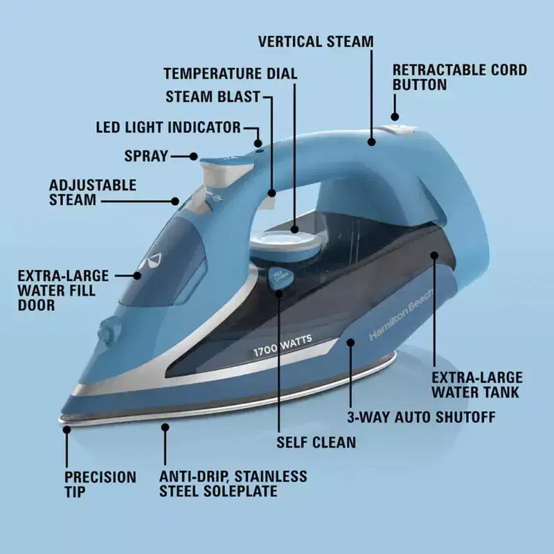 Hamilton Beach Steam Iron with Retractable Cord 14216