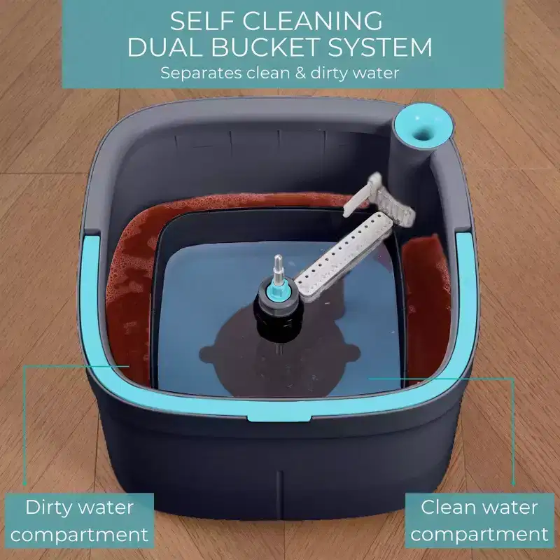 True & Tidy TrueClean Spin Mop & Bucket System: Cleaning Tools, Microfiber, 11.8 x 7.28 x 11.8 Inches