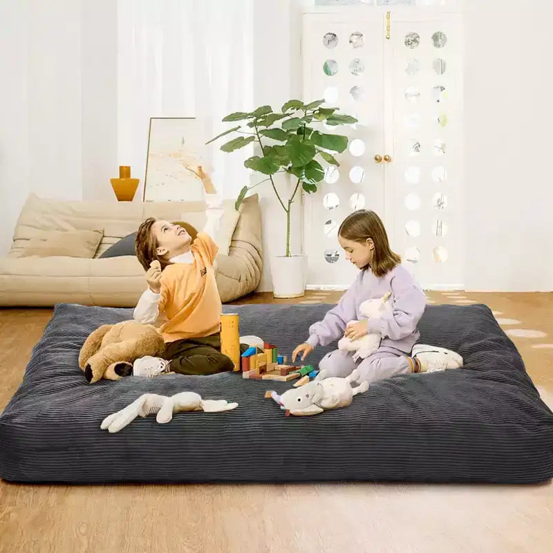 COZONY Convertible Bean Bag Chair Bed, 2-in-1 Corduroy Floor Sofa & Guest Mattress with Removable Cover