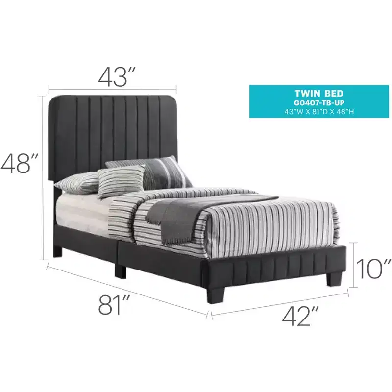 Passion Furniture Lodi Velvet UpholsteChannel Tufted Twin Panel Bed