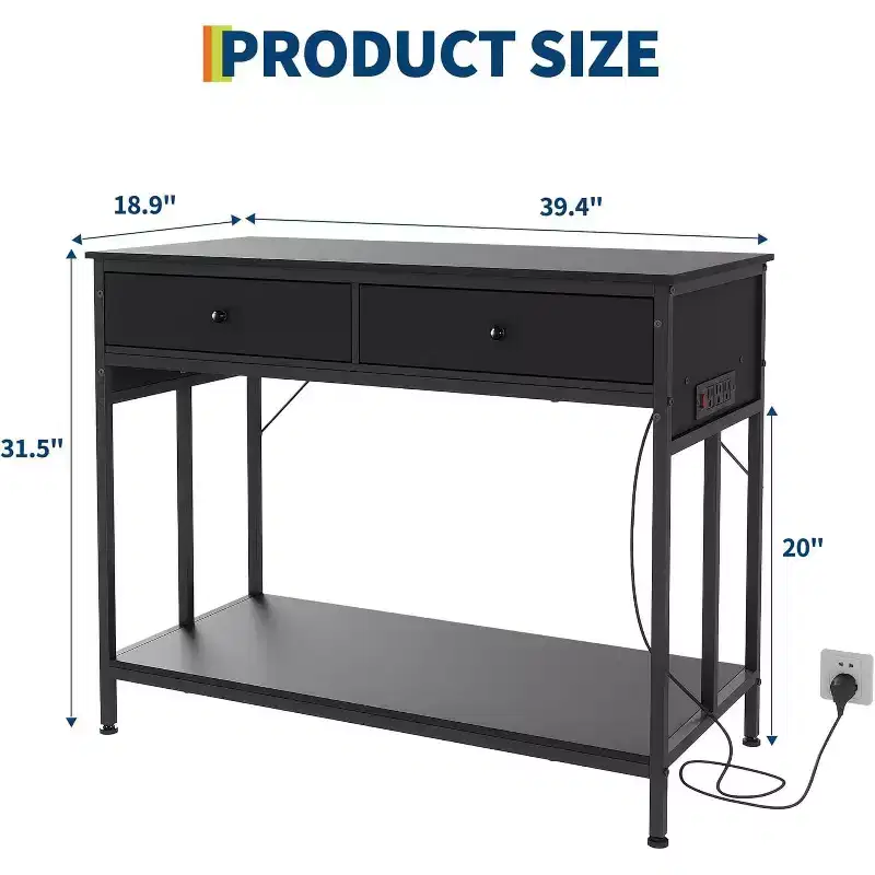 COZONY Fish Tank Stand with Power Outlet, 40-50 Gallon Metal Aquarium Table with Drawer, 660LBS