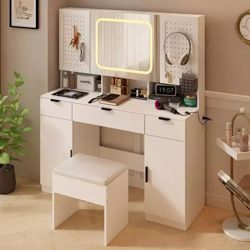 Karl Home | White Makeup Vanity Table Set with Led Lights