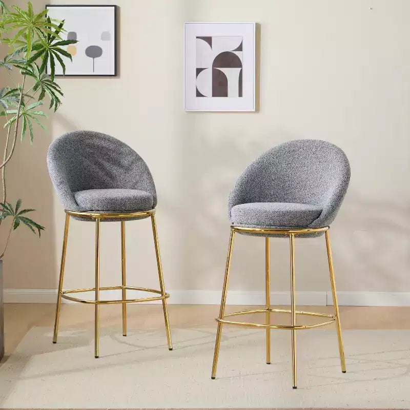 Christopher Knight Home Manlio Indoor Metal Frame Upholstered Barstools with Curved Backrest (Set of 2)