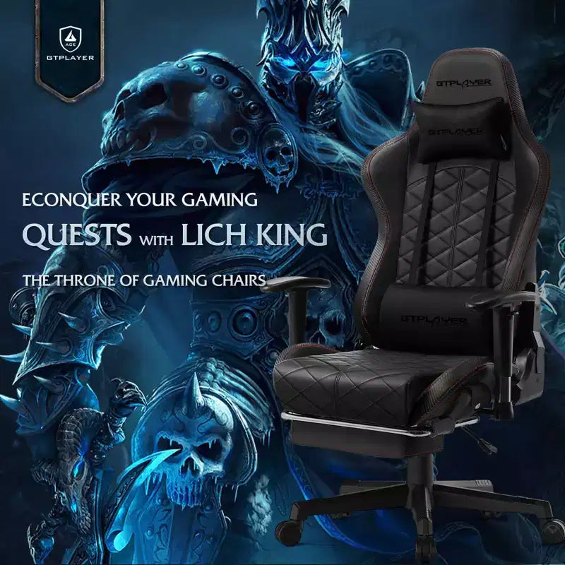 GTPLAYER Gaming Chair with Bluetooth Speakers and Footrest High Back Office Chair Red