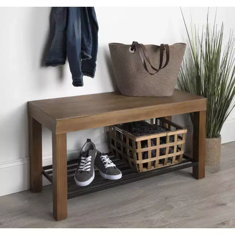 Kate and Laurel Jeran Rectangle Wood Bench, 36x14x20, Brown