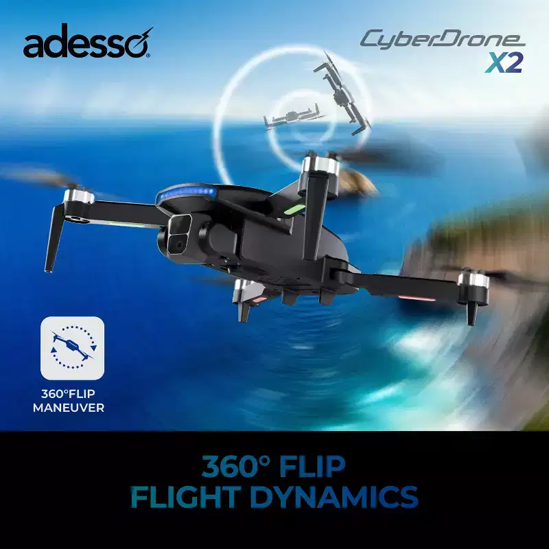 Adesso CyberDrone X2 1080p Drone with FPV Camera, Gimbal, and Remote