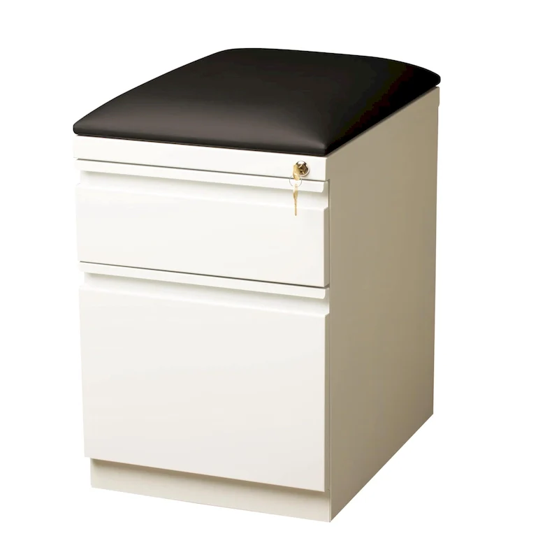 Mobile Pedestal File Cabinet with Padded Seat Cushion