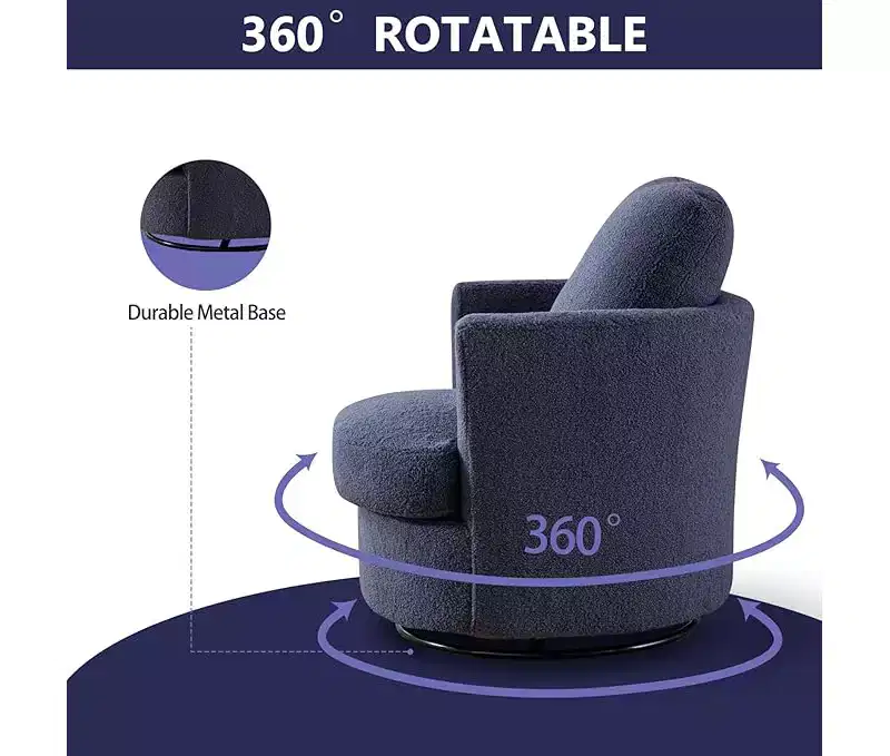 GDFStudio Bertha Swivel Boucle Upholstered 32 Wood and Steel Chair