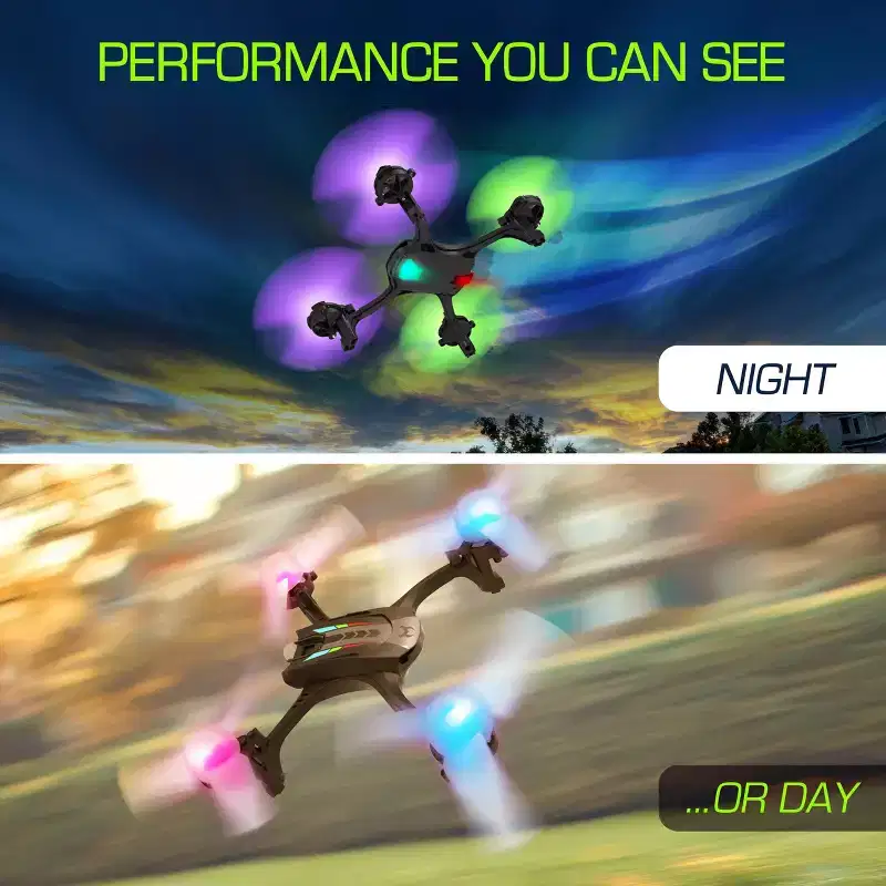 Sky Viper Nova Light Show Drone: Beginner Remote Control, 100m Range, 17mph Speed, Bluetooth, Outdoor Use