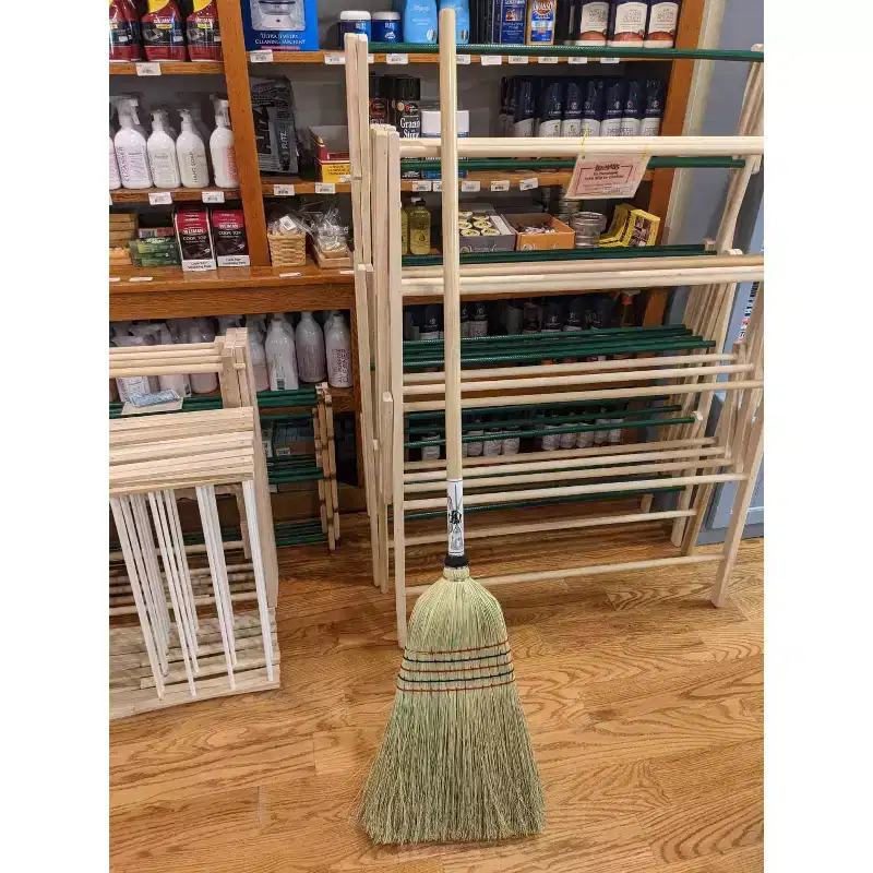 Stoltzfus Brooms & Carpets Amish-Made Barn Broom - Large Authentic Corn Straw Broom with Hardwood Handle, Natural, 57 inches