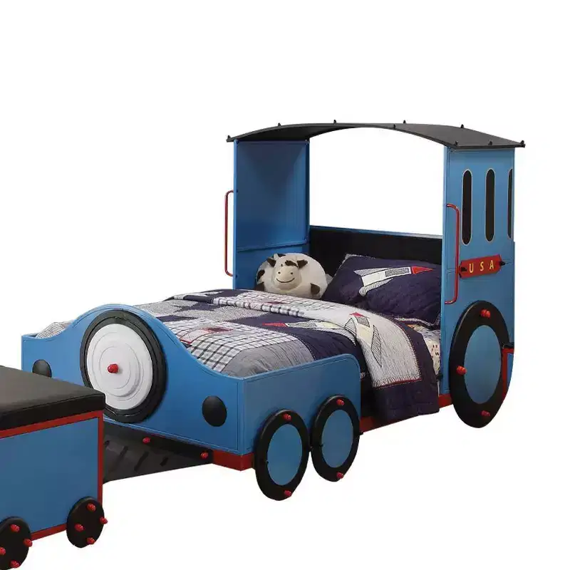 Tobi 82" Full Bed Blue/Red and Black Train - Acme Furniture: Sturdy Metal Frame, No Box Spring Needed
