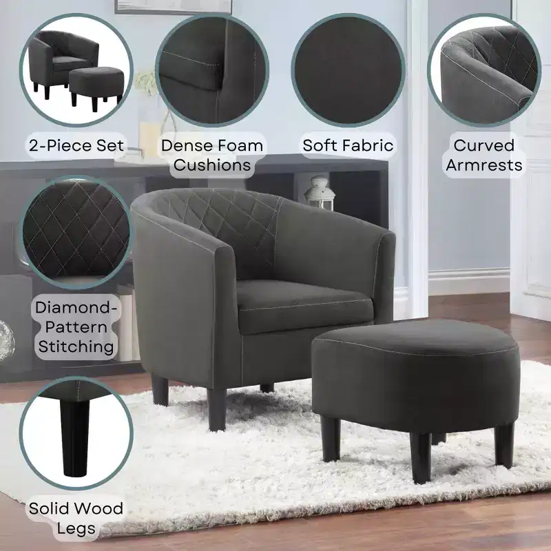 Breighton Home Take a Seat Roosevelt Accent Chair with Ottoman
