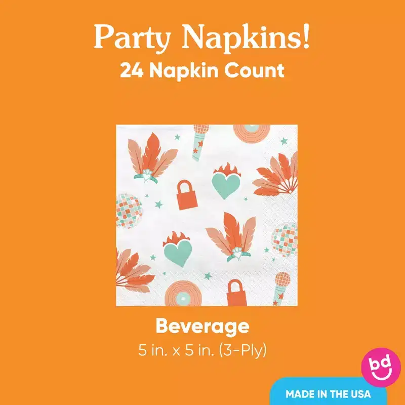 Big Dot of Happiness The Life of a Party Napkins, Showgirl Birthday or Bachelorette Pop Star Era, White 3-Ply Paper Beverage Cocktail Napkins - 24 Ct