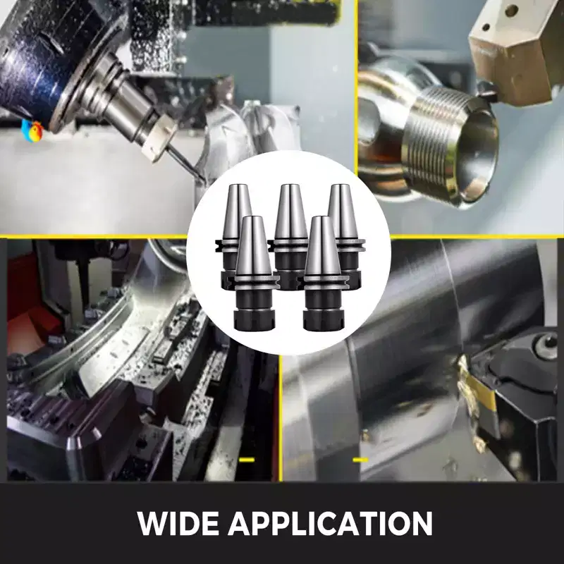 VEVOR 5 PCS Collet Set, CAT40 ER32 Collet Chuck, for CNC Engraving Machine & Milling Lathe Tool (CAT40 ER32), Silver&Black