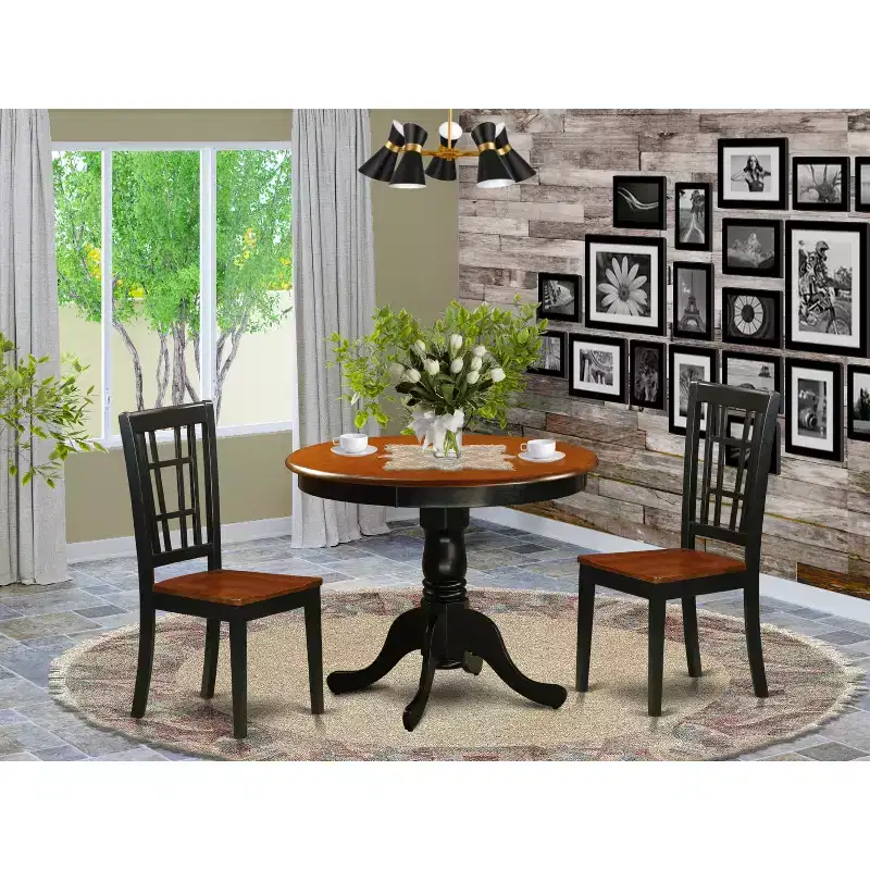 Dining Table Set with 4 Chairs - Wood Dining Room Furniture Set