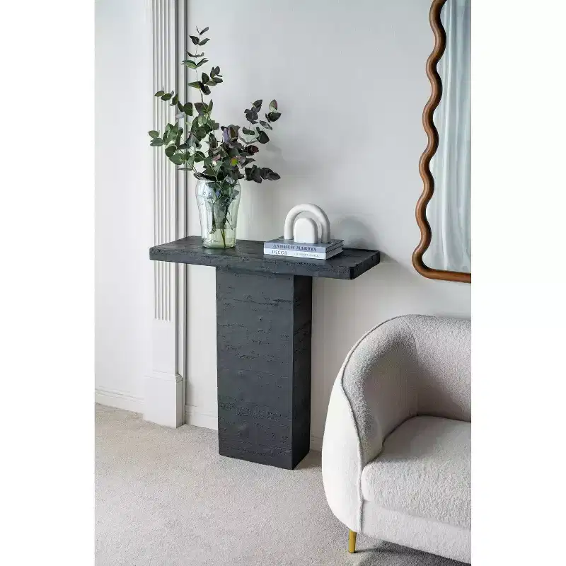 Black Rectangular Coffee Table with Pedestal Base 35.5x14x35.5