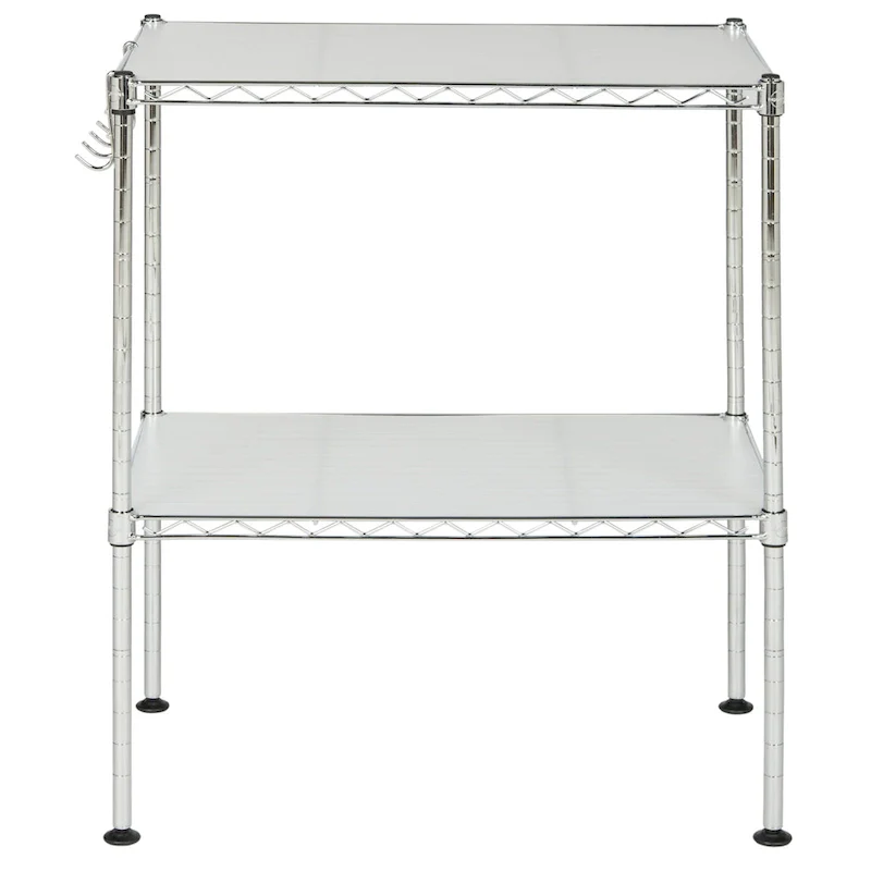 Storage  2-Tier Chrome Wire Microwave Rack - 19.7 x 11.8 x 23.6 - 20Wx12Dx24H