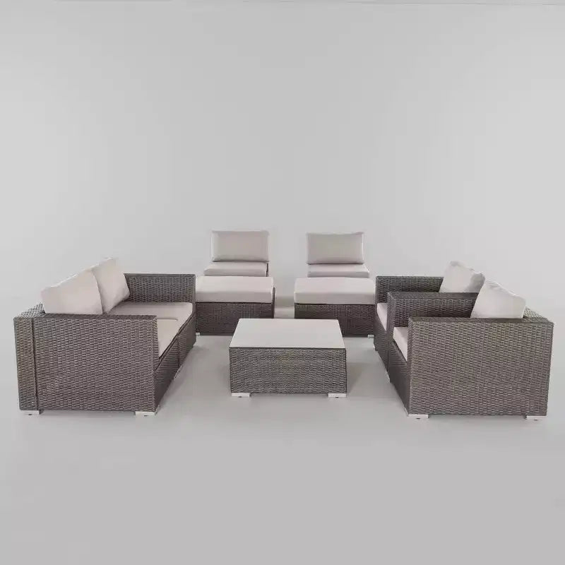 Santa Rosa 9pc Wicker Patio Sectional Sofa Set - Gray/Silver - Christopher Knight Home: Weather-Resistant, Contemporary Design