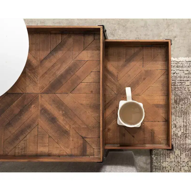 Kate and Laurel Marsh Square Wood Nesting Table, 2 Piece, Rustic Brown