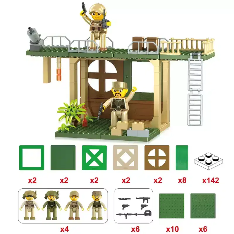 PICASSO-TILES 186PCS Military Combat Force Magnetic Tiles & Brick Construction Set, STEM Educational Toy for Kids